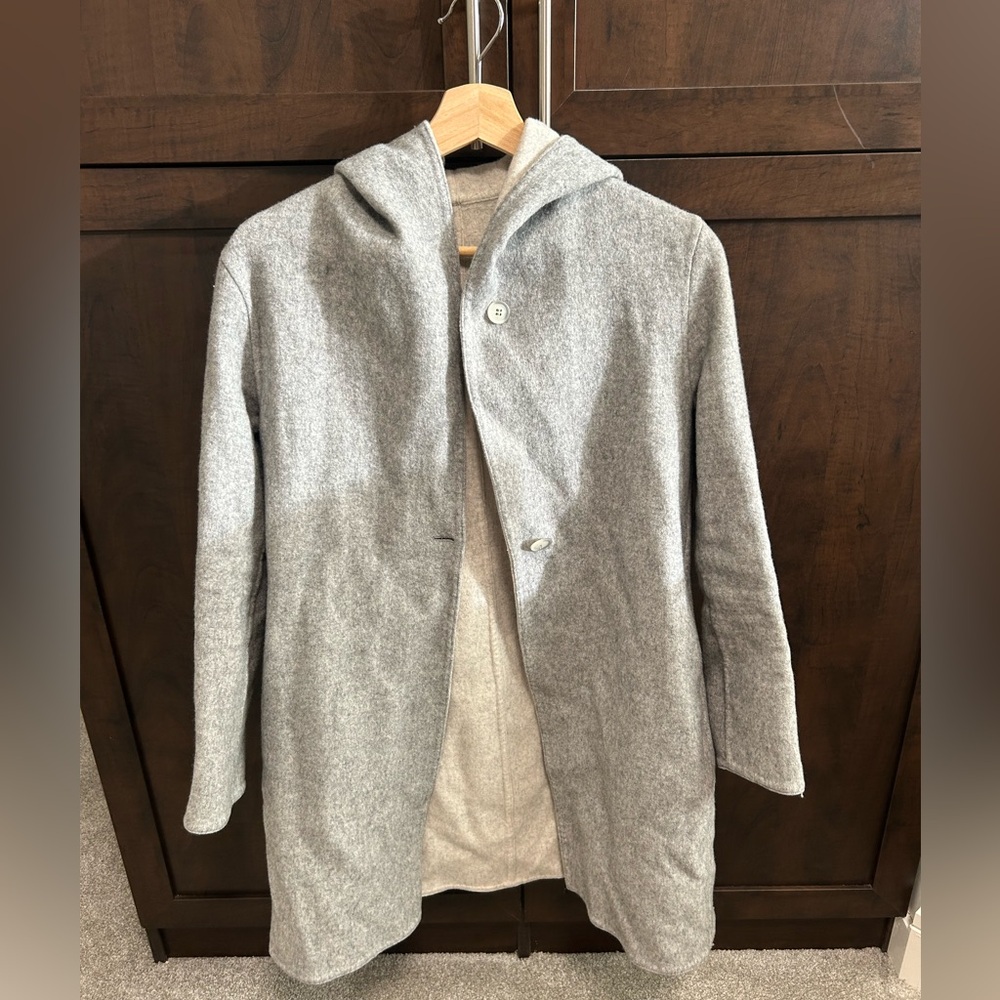 Uniqlo double face hooded coat in gray, size XS